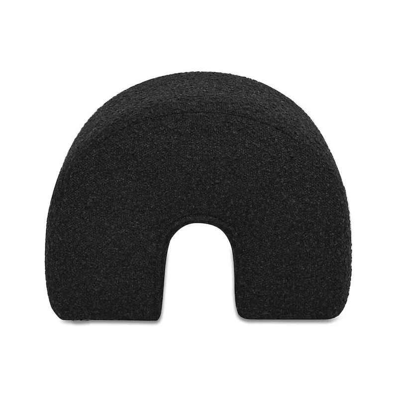 Pouf poggiapiedi arcuato rivestito in finto sherpa Bridge 16 Boucle