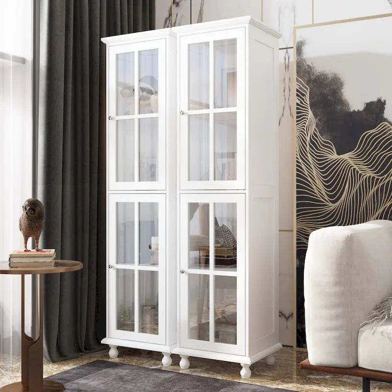 Ensemble de meubles avec rangement en verre trempé et combo meuble TV - Organisation - Meuble d'appoint+Meuble TV