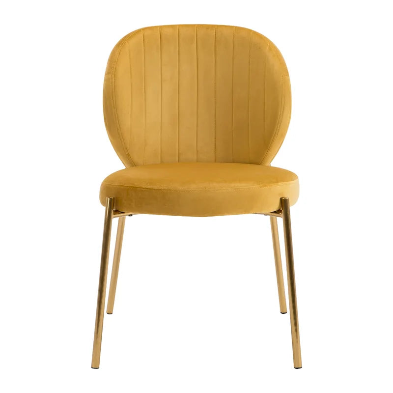 Sedie da pranzo in velluto piccole e graziose con gambe in metallo dorato, set da 2