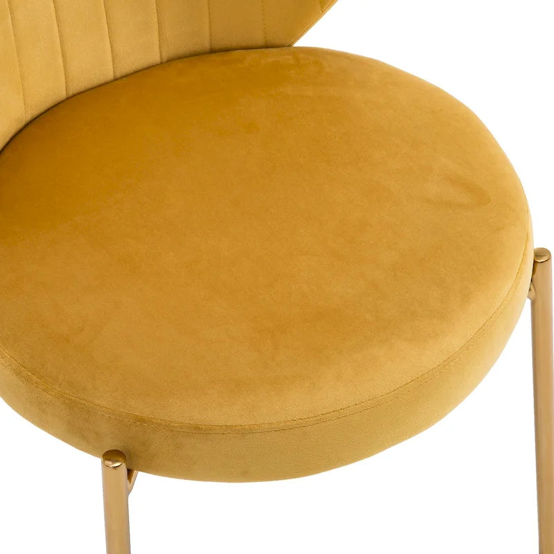 Sedie da pranzo in velluto piccole e graziose con gambe in metallo dorato, set da 2