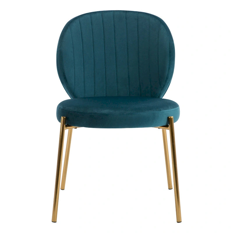 Sedie da pranzo in velluto piccole e graziose con gambe in metallo dorato, set da 2