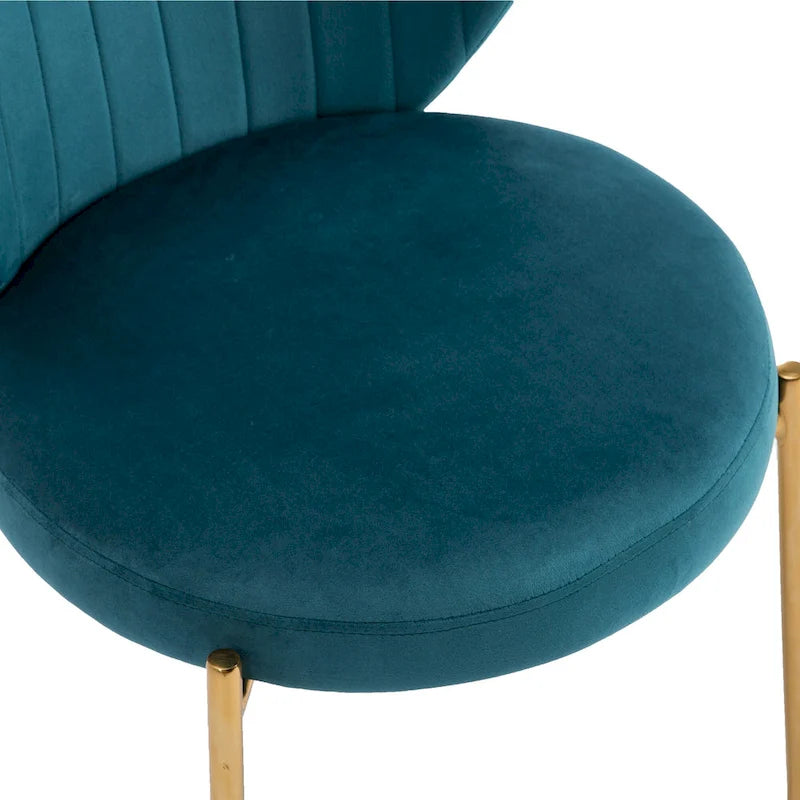 Sedie da pranzo in velluto piccole e graziose con gambe in metallo dorato, set da 2