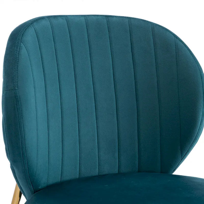Sedie da pranzo in velluto piccole e graziose con gambe in metallo dorato, set da 2