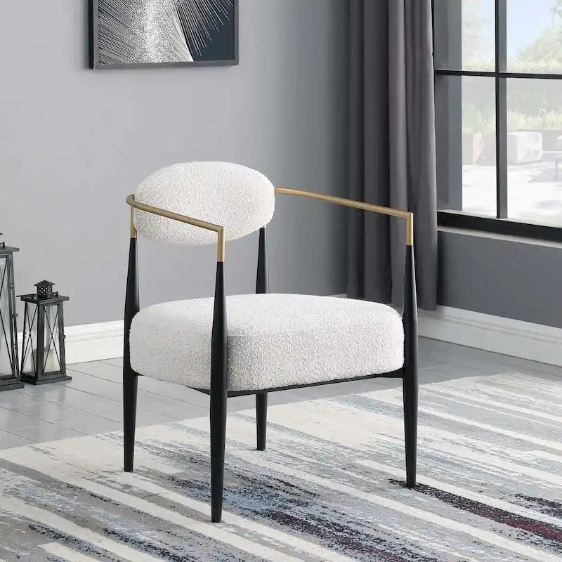 Chaise de salle à manger Boucle, chaise de salon avec coussin d'assise épais en peluche et cadre en métal élégant