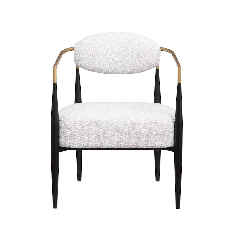 Sedia da pranzo Bouclé Sedia da soggiorno con cuscino spesso in peluche e struttura elegante in metallo