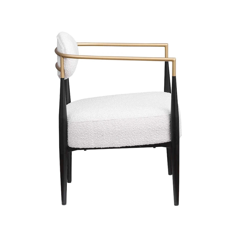 Sedia da pranzo Bouclé Sedia da soggiorno con cuscino spesso in peluche e struttura elegante in metallo