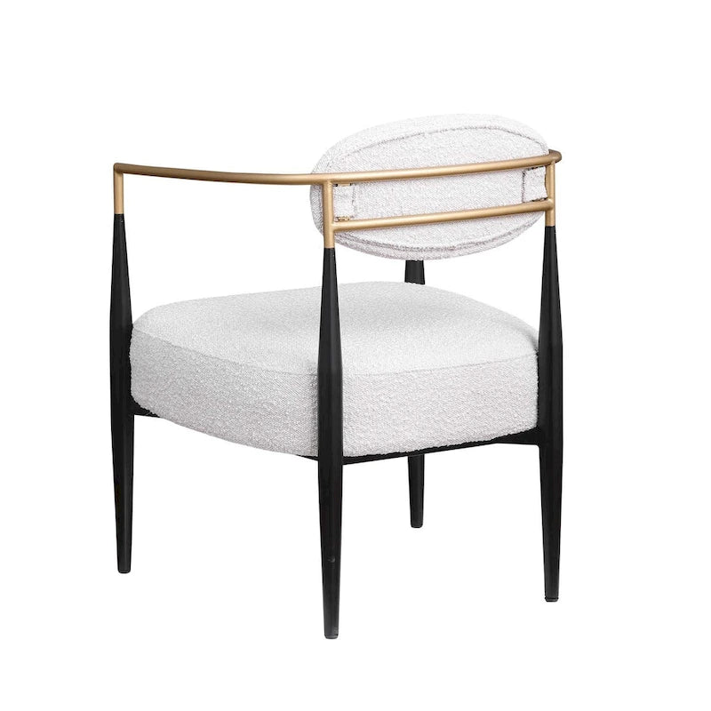 Sedia da pranzo Bouclé Sedia da soggiorno con cuscino spesso in peluche e struttura elegante in metallo