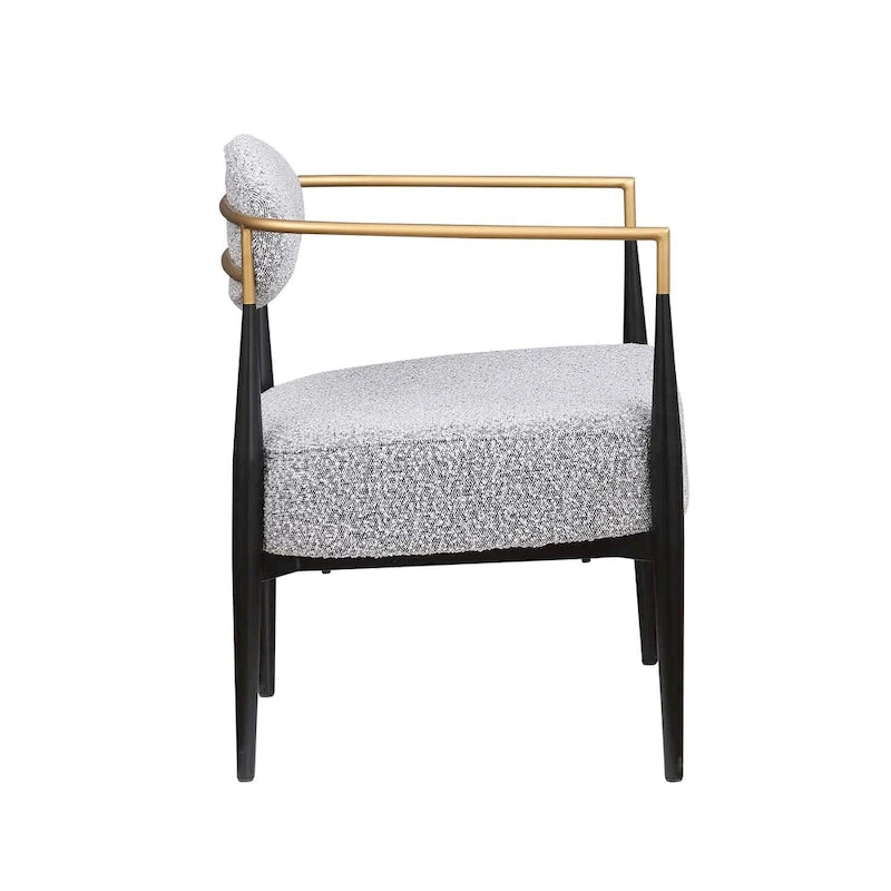 Sedia da pranzo Bouclé Sedia da soggiorno con cuscino spesso in peluche e struttura elegante in metallo