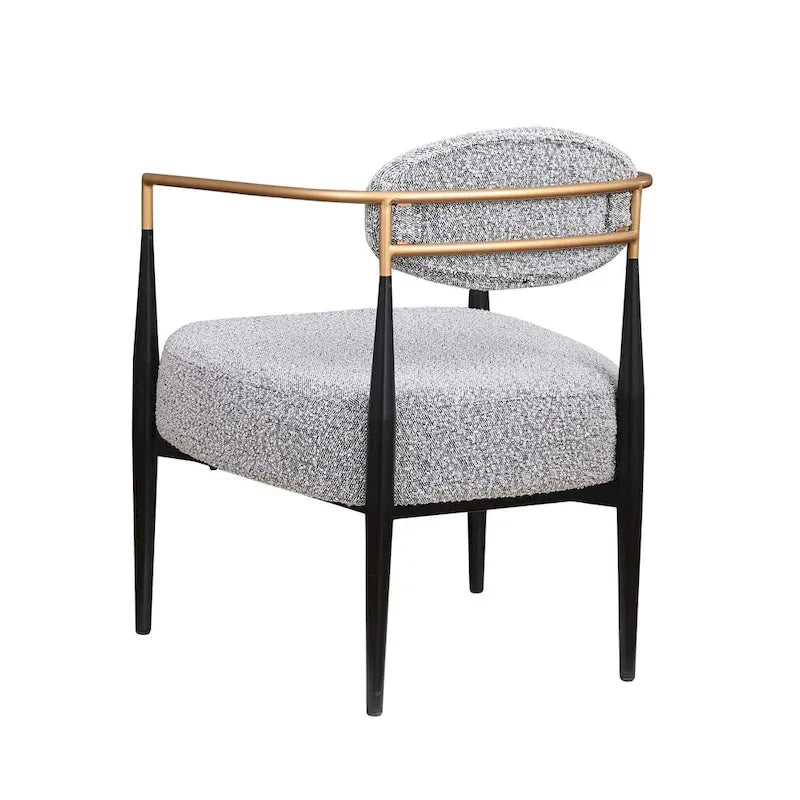 Sedia da pranzo Bouclé Sedia da soggiorno con cuscino spesso in peluche e struttura elegante in metallo