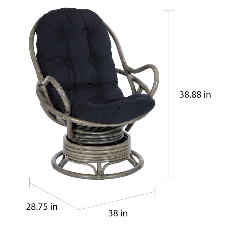 Poltrona girevole a dondolo in rattan