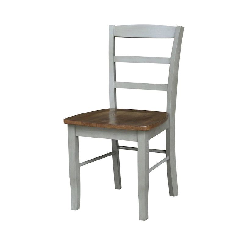 Tavolo da pranzo rotondo International Concepts Solid Wood 36 con piedistallo e 4 sedie Madrid con schienale a pioli