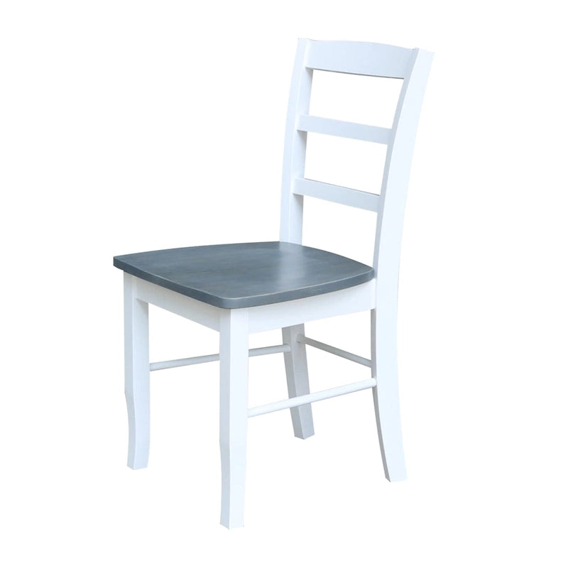 Tavolo da pranzo rotondo International Concepts Solid Wood 36 con piedistallo e 4 sedie Madrid con schienale a pioli