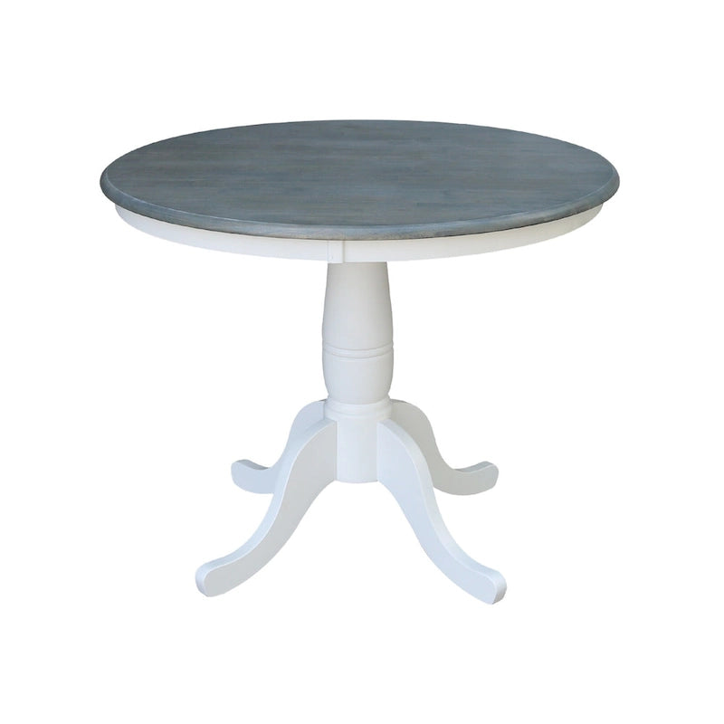 Tavolo da pranzo rotondo International Concepts Solid Wood 36 con piedistallo e 4 sedie Madrid con schienale a pioli