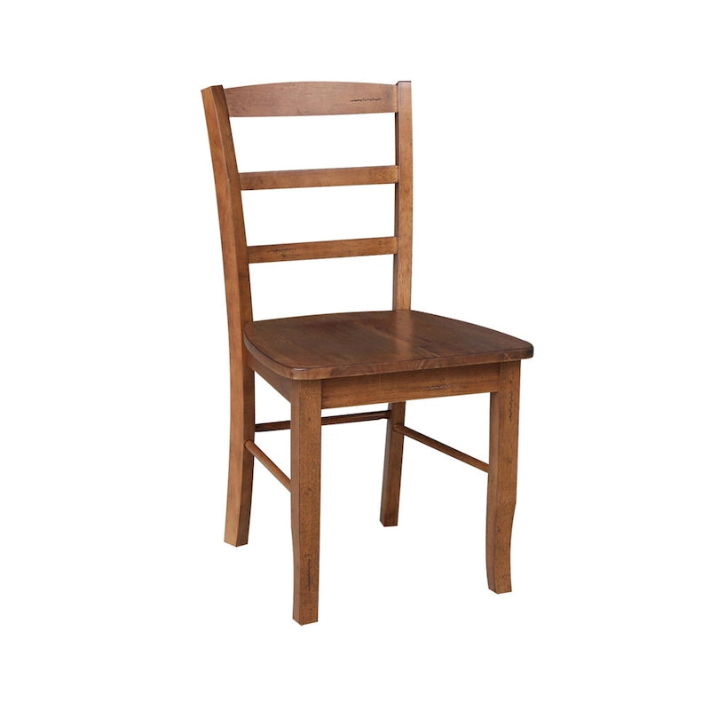 Tavolo da pranzo rotondo International Concepts Solid Wood 36 con piedistallo e 4 sedie Madrid con schienale a pioli