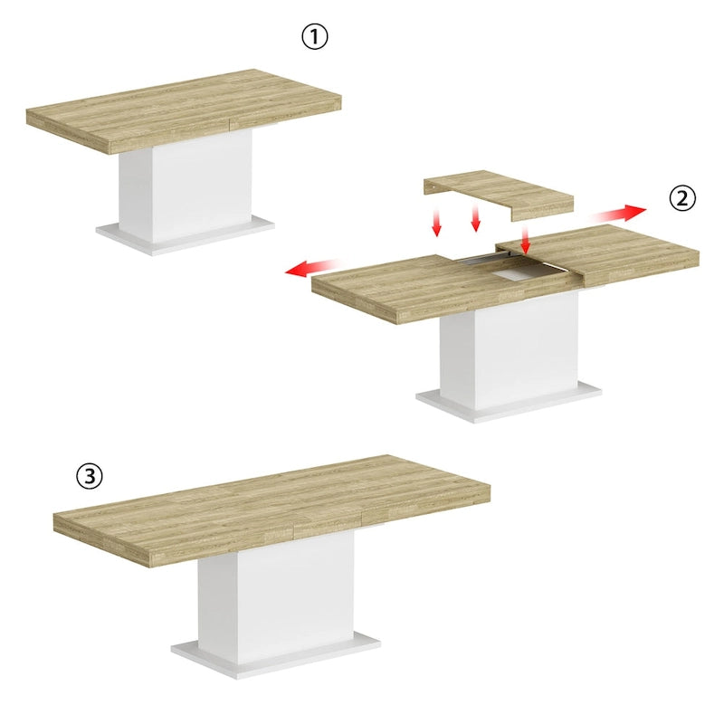 Tavolo da Pranzo Allungabile con Piano in Legno, Computer (Nero/Bianco)