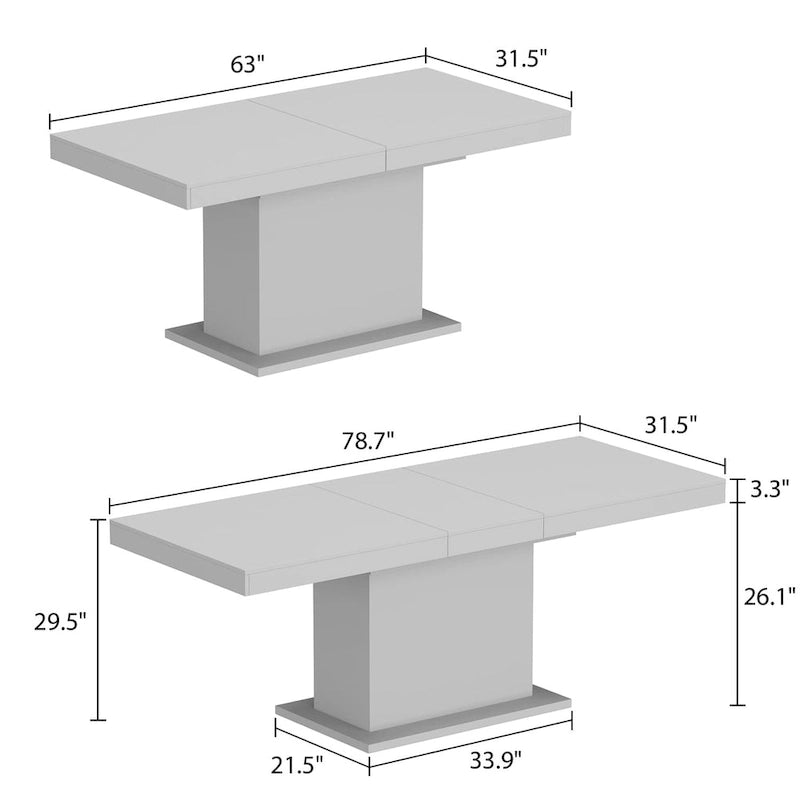 Tavolo da Pranzo Allungabile con Piano in Legno, Computer (Nero/Bianco)