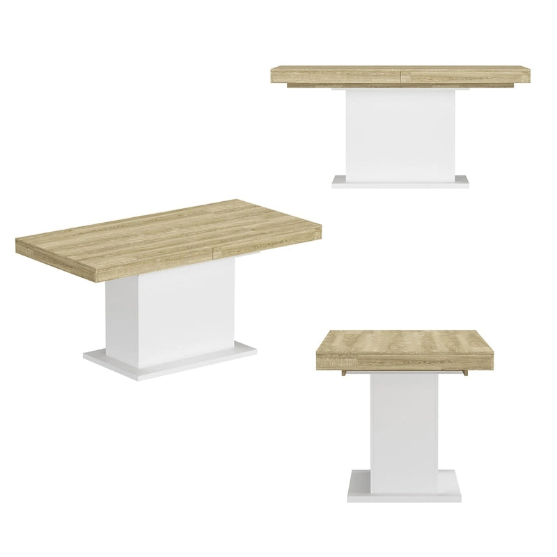 Tavolo da Pranzo Allungabile con Piano in Legno, Computer (Nero/Bianco)