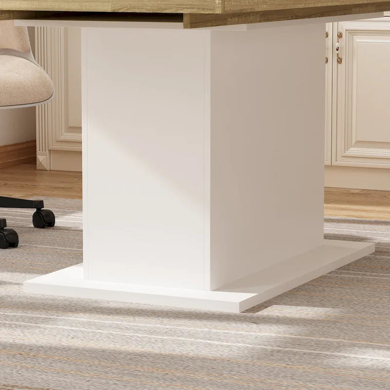 Tavolo da Pranzo Allungabile con Piano in Legno, Computer (Nero/Bianco)