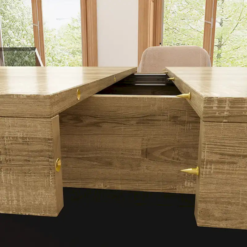 Tavolo da Pranzo Allungabile con Piano in Legno, Computer (Nero/Bianco)