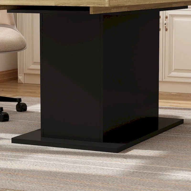 Tavolo da Pranzo Allungabile con Piano in Legno, Computer (Nero/Bianco)