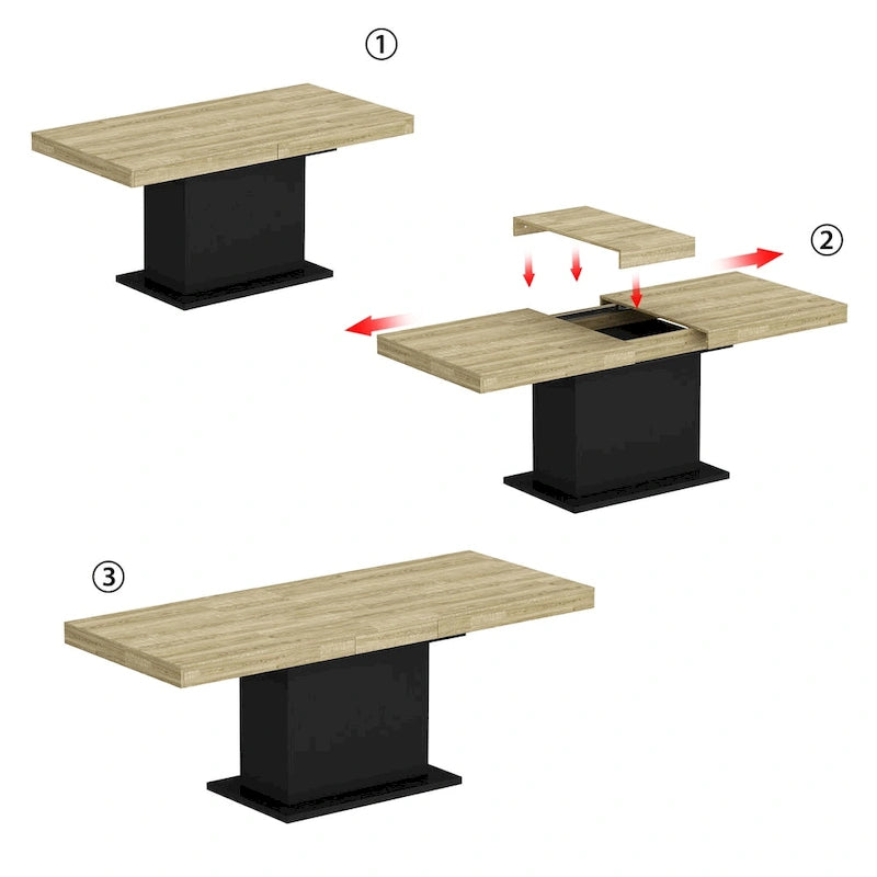 Tavolo da Pranzo Allungabile con Piano in Legno, Computer (Nero/Bianco)