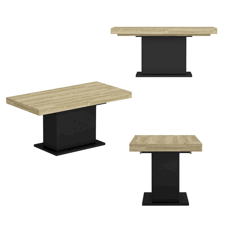 Tavolo da Pranzo Allungabile con Piano in Legno, Computer (Nero/Bianco)