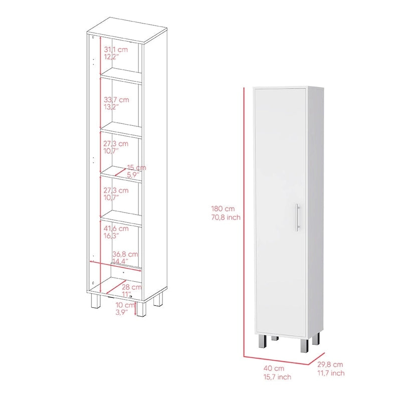Laska 71 Mobile Tall 5-Ripiani Armadio di Stoccaggio Scaffale - N/A