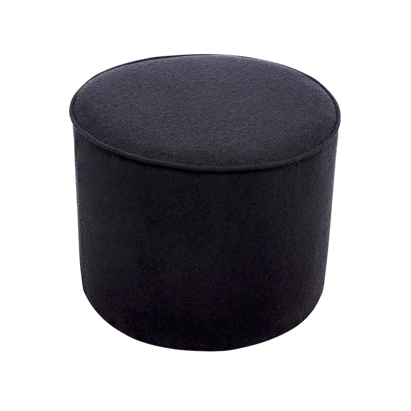 Pouf table basse ronde en tissu bouclé Belia Porthos Home
