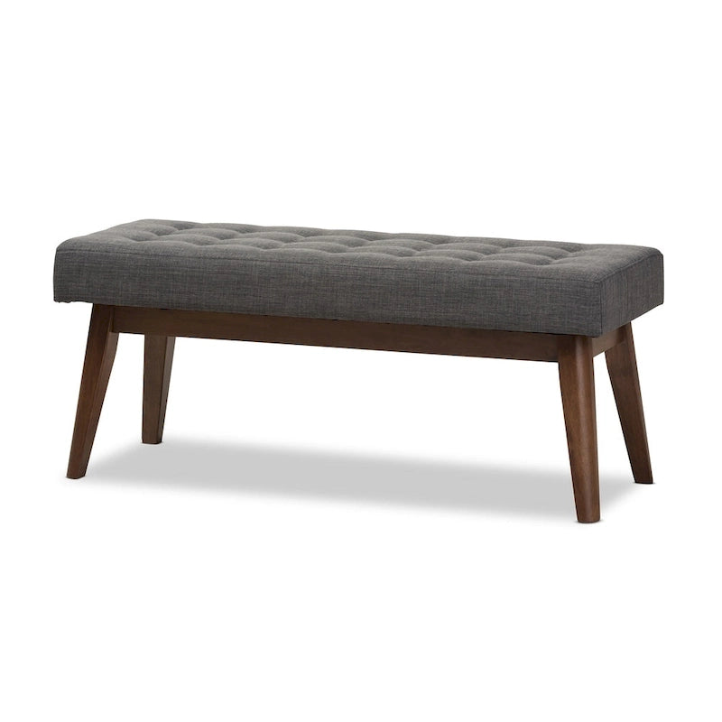 Panca trapuntata con bottoni Mid-Century di Baxton Studio