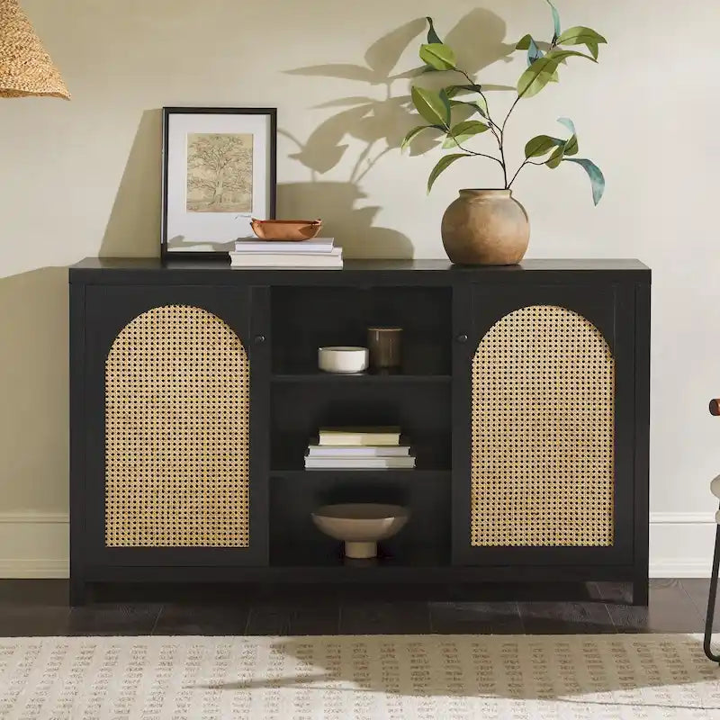 Middlebrook Designs Credenza a 2 ante da 58 pollici con pannelli in rattan ad arco