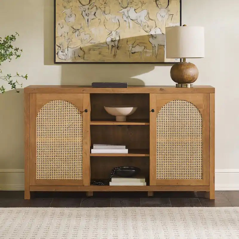 Middlebrook Designs Credenza a 2 ante da 58 pollici con pannelli in rattan ad arco