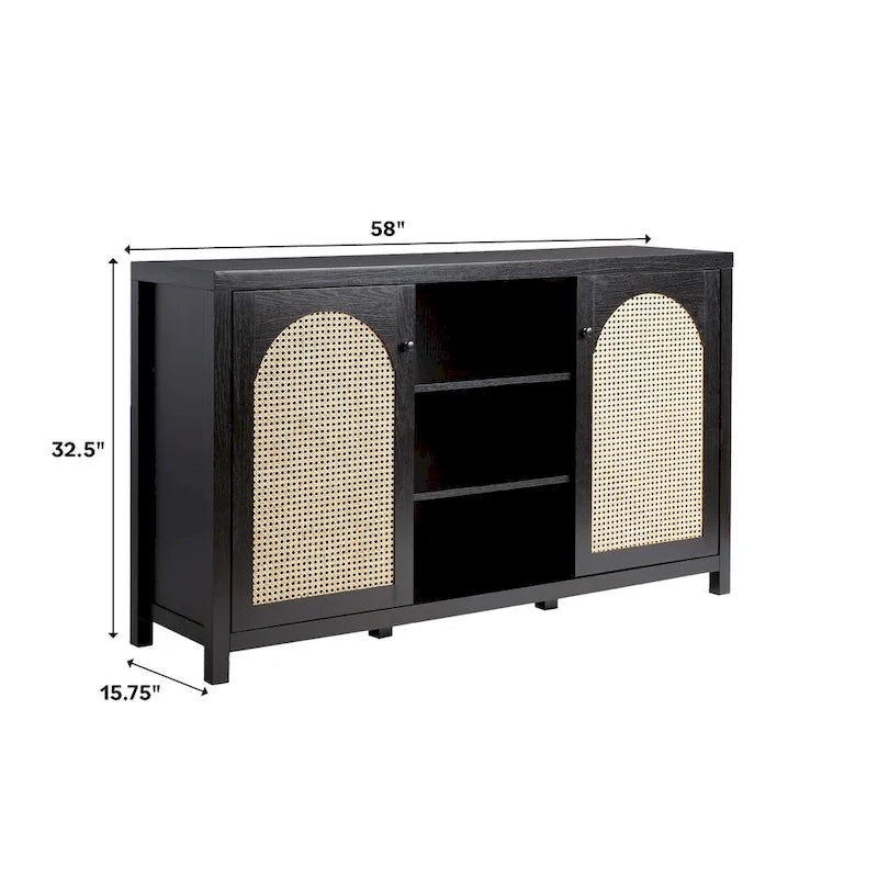Middlebrook Designs Credenza a 2 ante da 58 pollici con pannelli in rattan ad arco