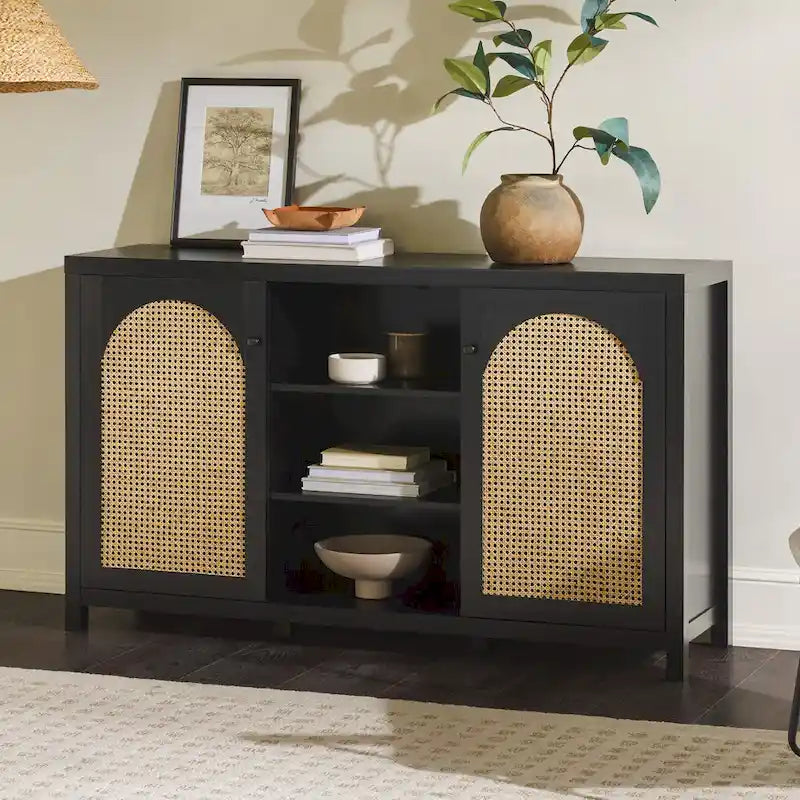 Middlebrook Designs Credenza a 2 ante da 58 pollici con pannelli in rattan ad arco