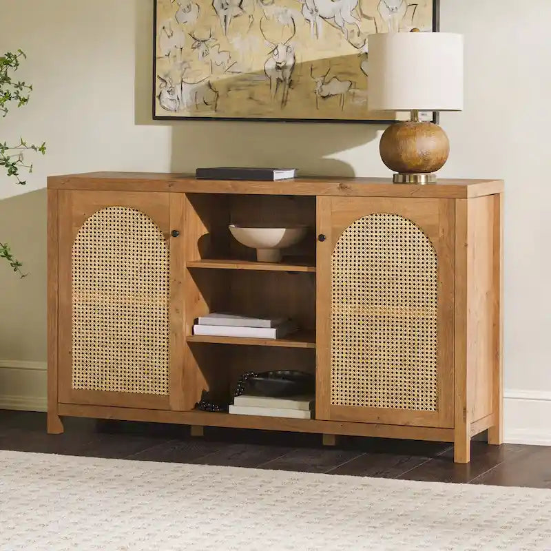 Middlebrook Designs Credenza a 2 ante da 58 pollici con pannelli in rattan ad arco