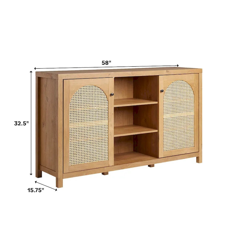 Middlebrook Designs Credenza a 2 ante da 58 pollici con pannelli in rattan ad arco