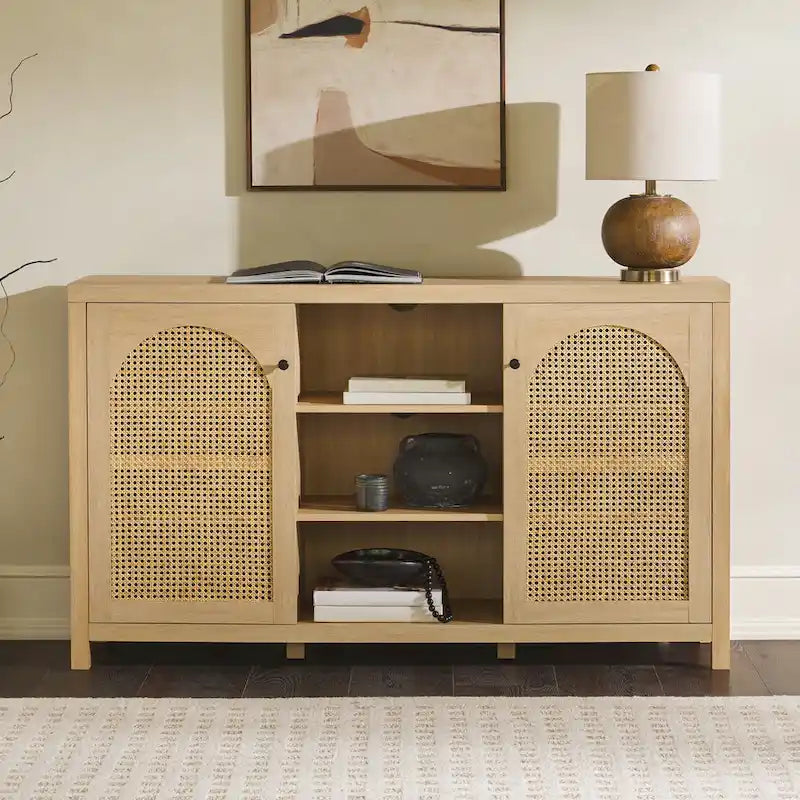 Middlebrook Designs Credenza a 2 ante da 58 pollici con pannelli in rattan ad arco