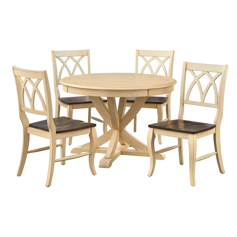 Set da pranzo Lifestorey Montauk in legno massello, 5 pezzi