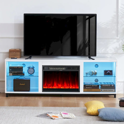 Meuble TV moderne de 172 cm avec cheminée électrique