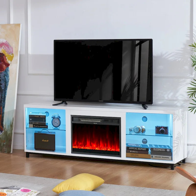 Mobile TV moderno da 68 pollici con camino elettrico