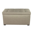 Panca-contenitore Angela con bottoni, 8 punti trapuntati, beige