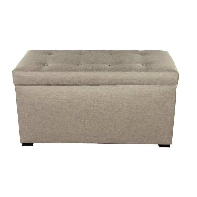 Panca-contenitore Angela con bottoni, 8 punti trapuntati, beige