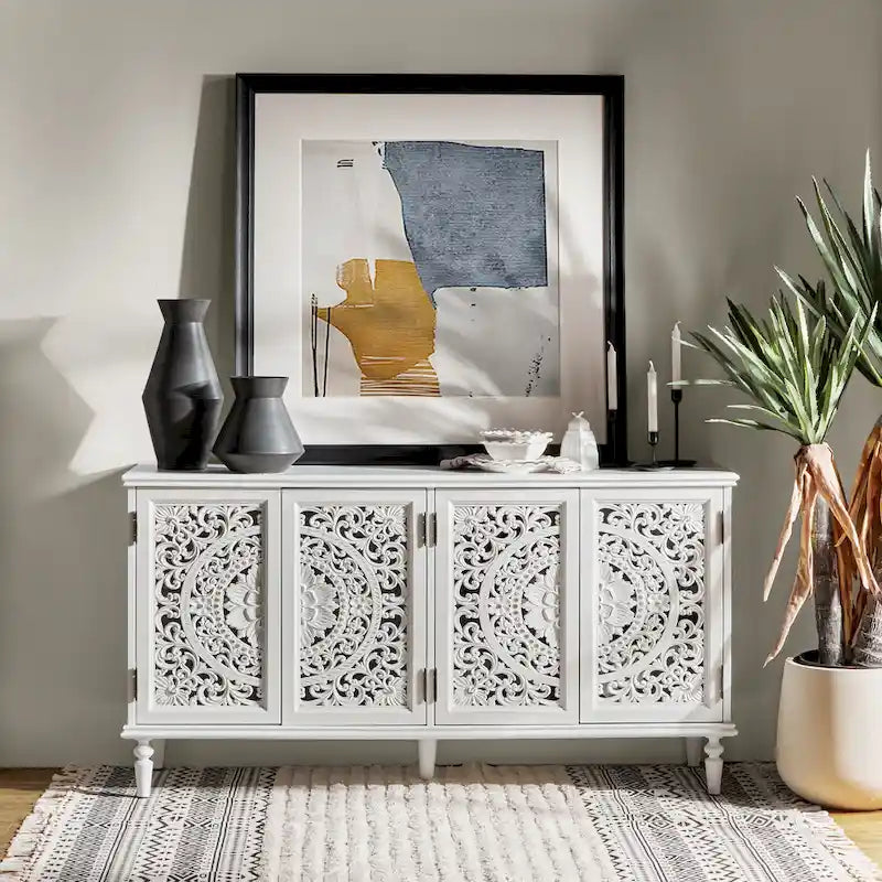 Ismenides Credenza Porta TV con Illuminazione Incorporata Intagliata Tradizionale di HULALA HOME