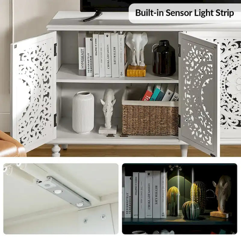 Ismenides Credenza Porta TV con Illuminazione Incorporata Intagliata Tradizionale di HULALA HOME
