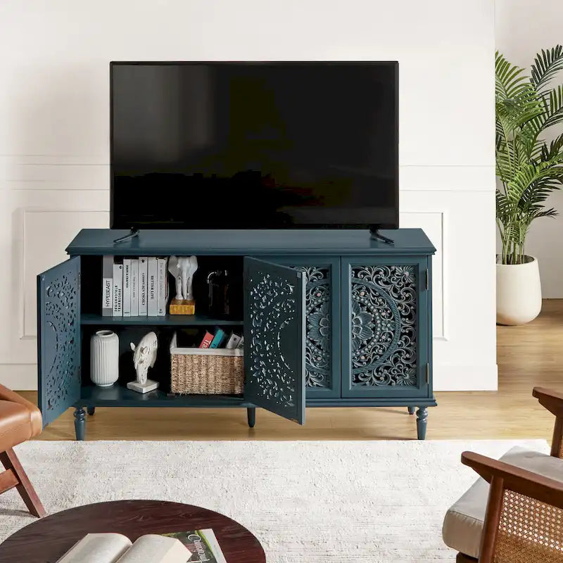 Ismenides Credenza Porta TV con Illuminazione Incorporata Intagliata Tradizionale di HULALA HOME