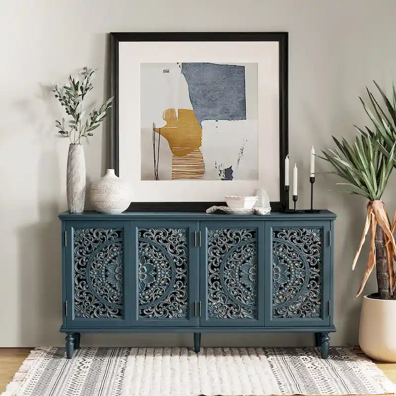 Ismenides Credenza Porta TV con Illuminazione Incorporata Intagliata Tradizionale di HULALA HOME