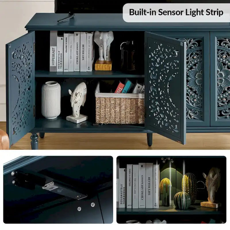 Ismenides Credenza Porta TV con Illuminazione Incorporata Intagliata Tradizionale di HULALA HOME