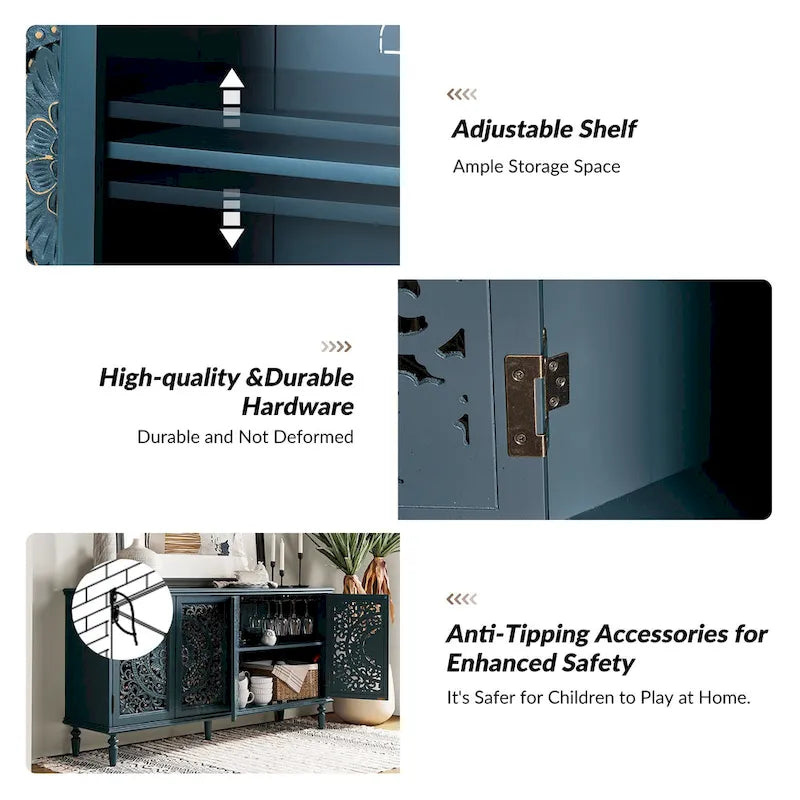 Ismenides Credenza Porta TV con Illuminazione Incorporata Intagliata Tradizionale di HULALA HOME