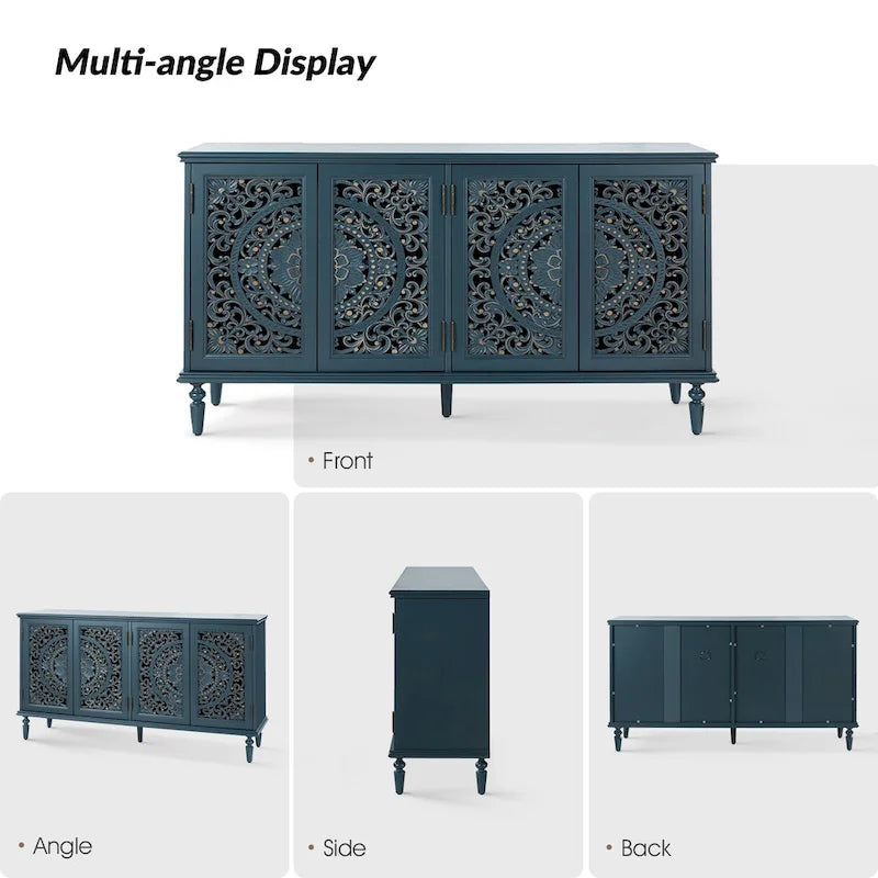 Ismenides Credenza Porta TV con Illuminazione Incorporata Intagliata Tradizionale di HULALA HOME