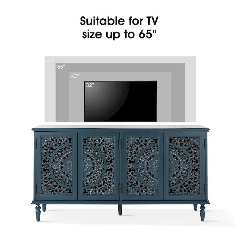 Ismenides Credenza Porta TV con Illuminazione Incorporata Intagliata Tradizionale di HULALA HOME