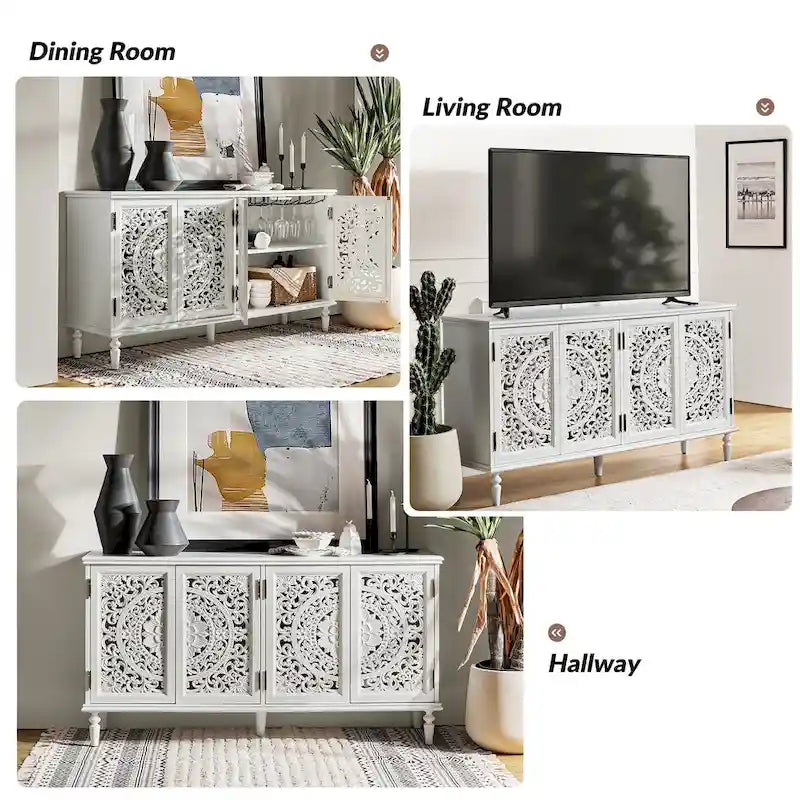 Ismenides Credenza Porta TV con Illuminazione Incorporata Intagliata Tradizionale di HULALA HOME